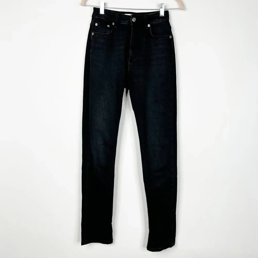 2/$30 ZARA Split Ankle Skinny Jeans 2 Rinsed Black High Rise #5724